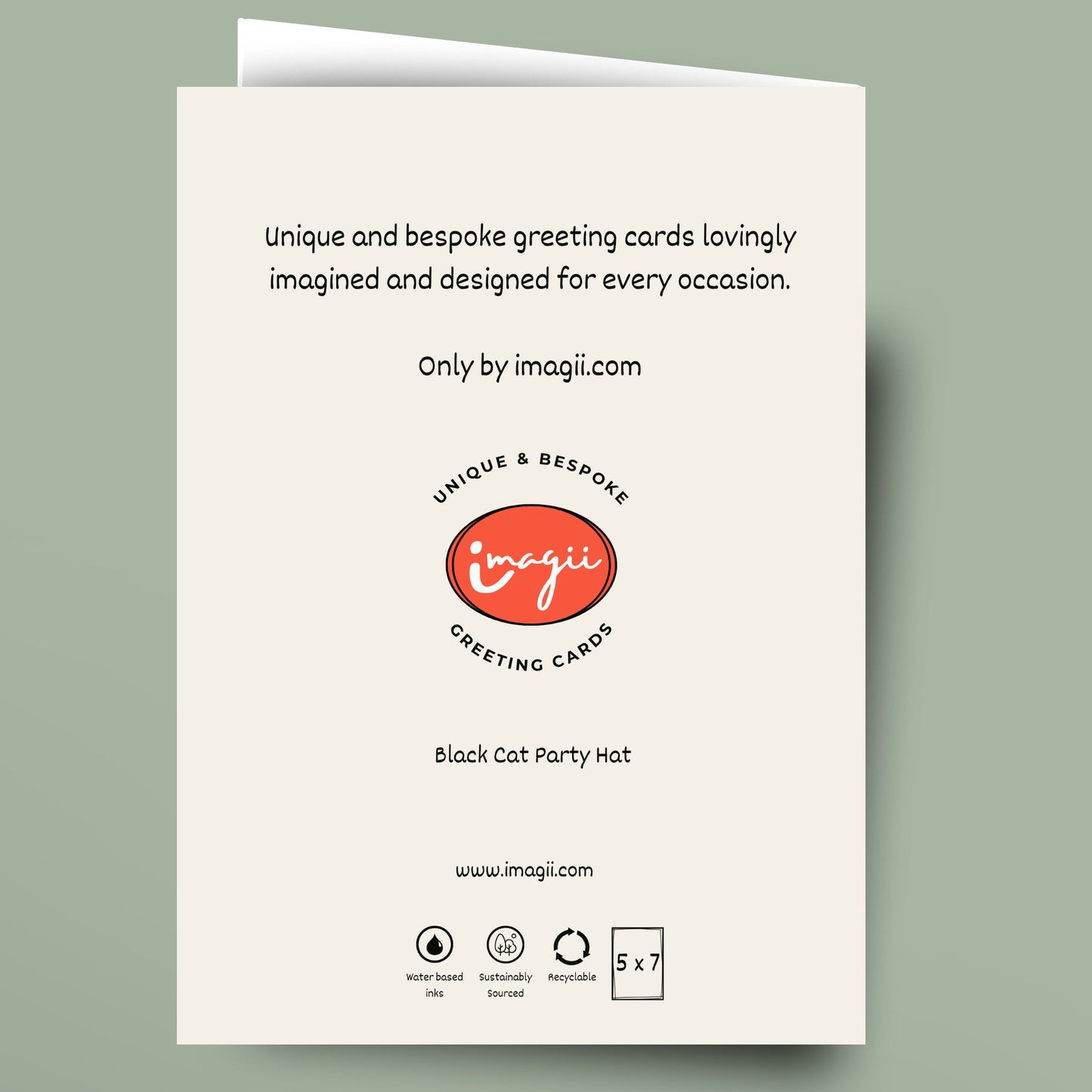 Greeting card with 'imagii' branding on a light green background