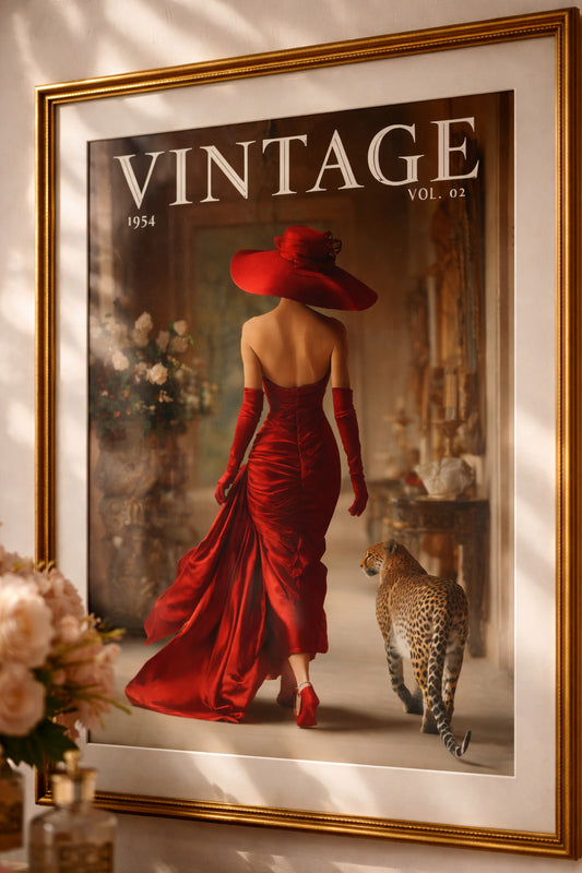Vintage - Lady in Red Hallway