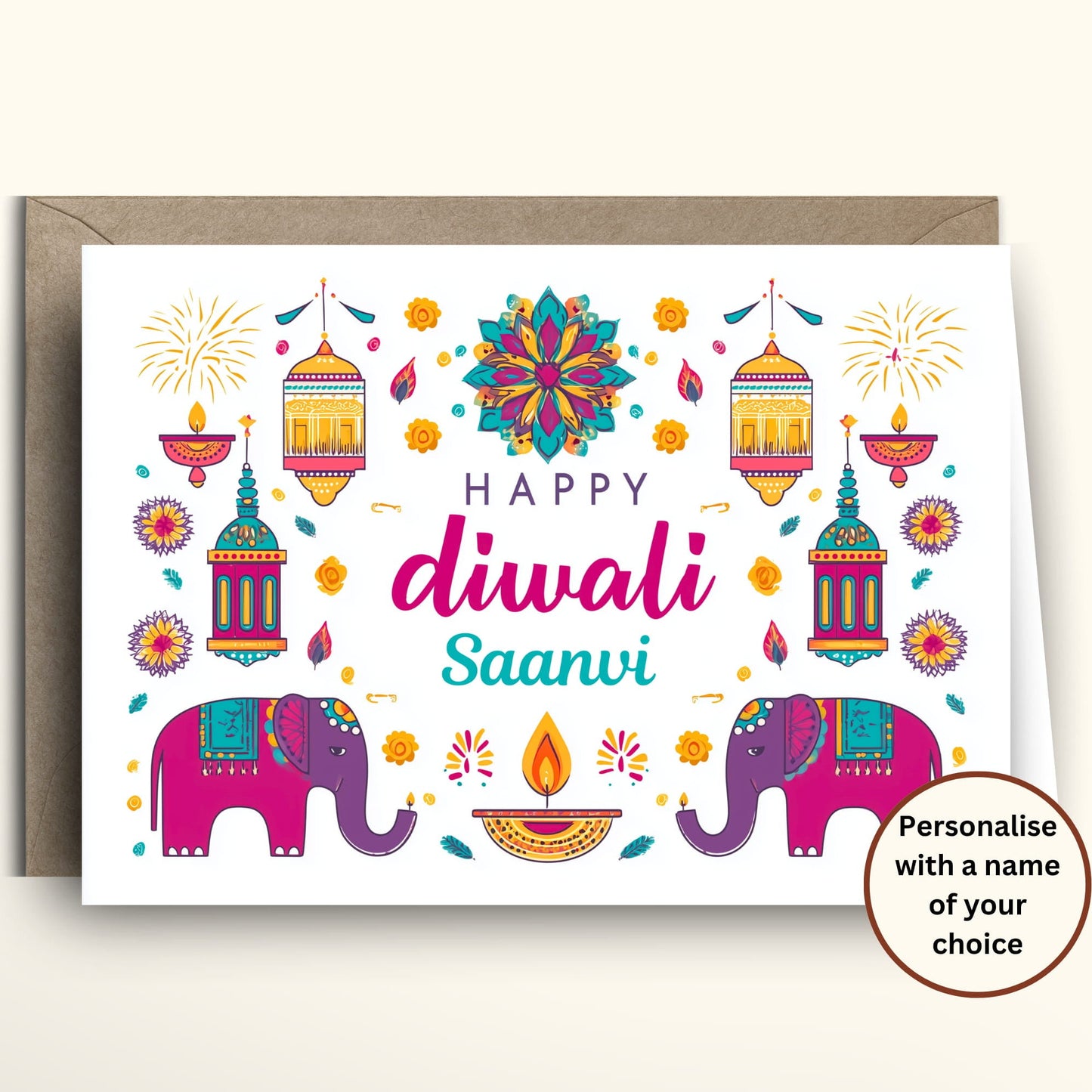 Happy Diwali Elephants - Card