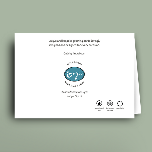 Greeting card with 'imagii' branding on a light green background