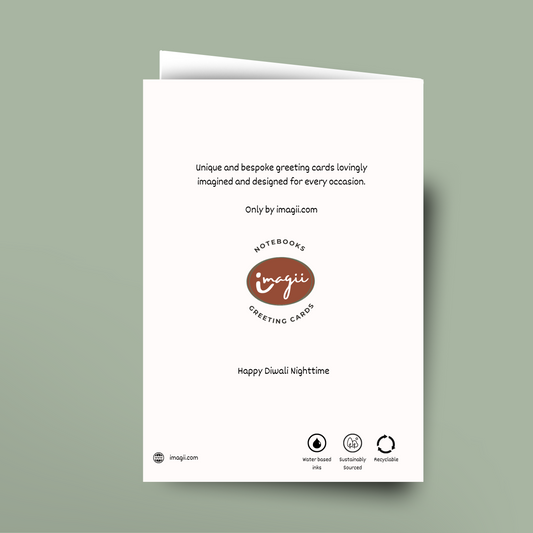 Greeting card with imagi logo and text on a light green background