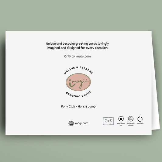 Greeting card with brand logo and text on a light green background