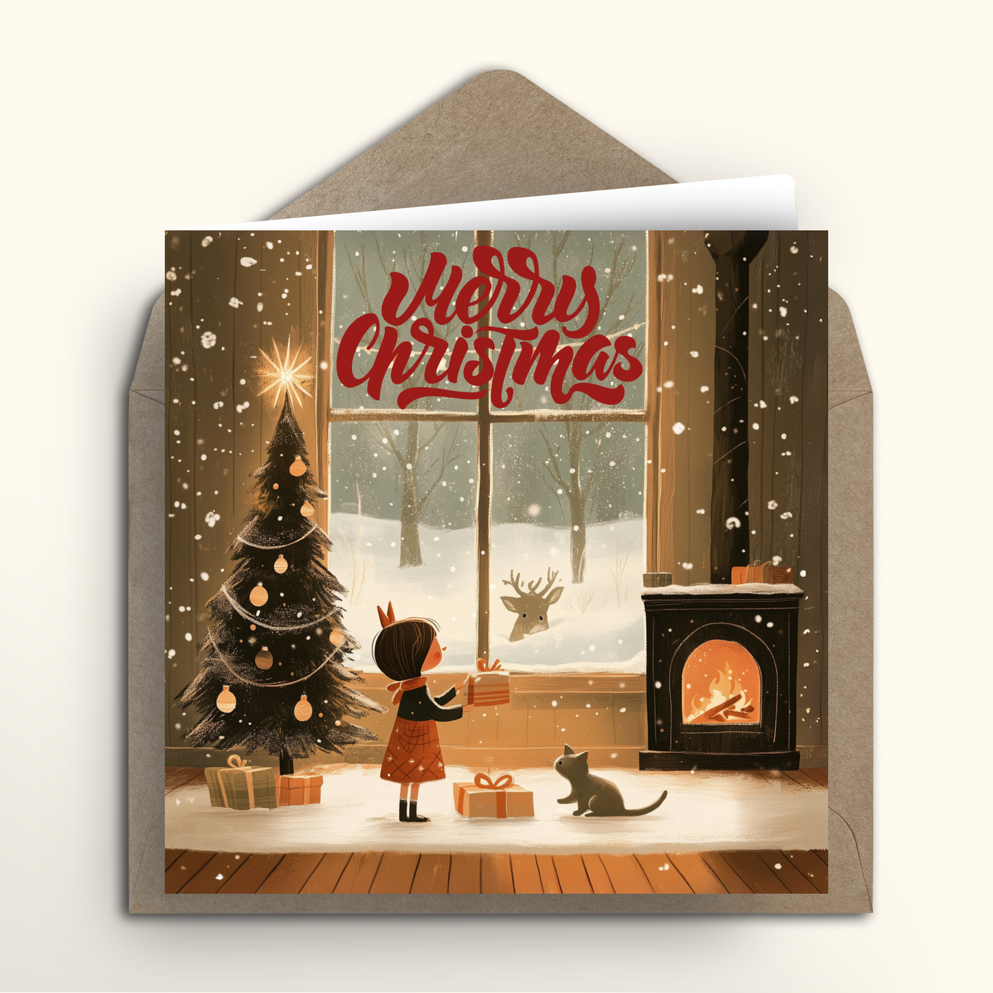Peeking Reindeer - Card