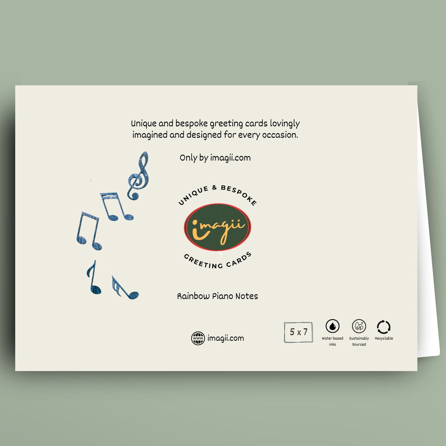 Greeting card with 'imagi.com' branding on a light green background