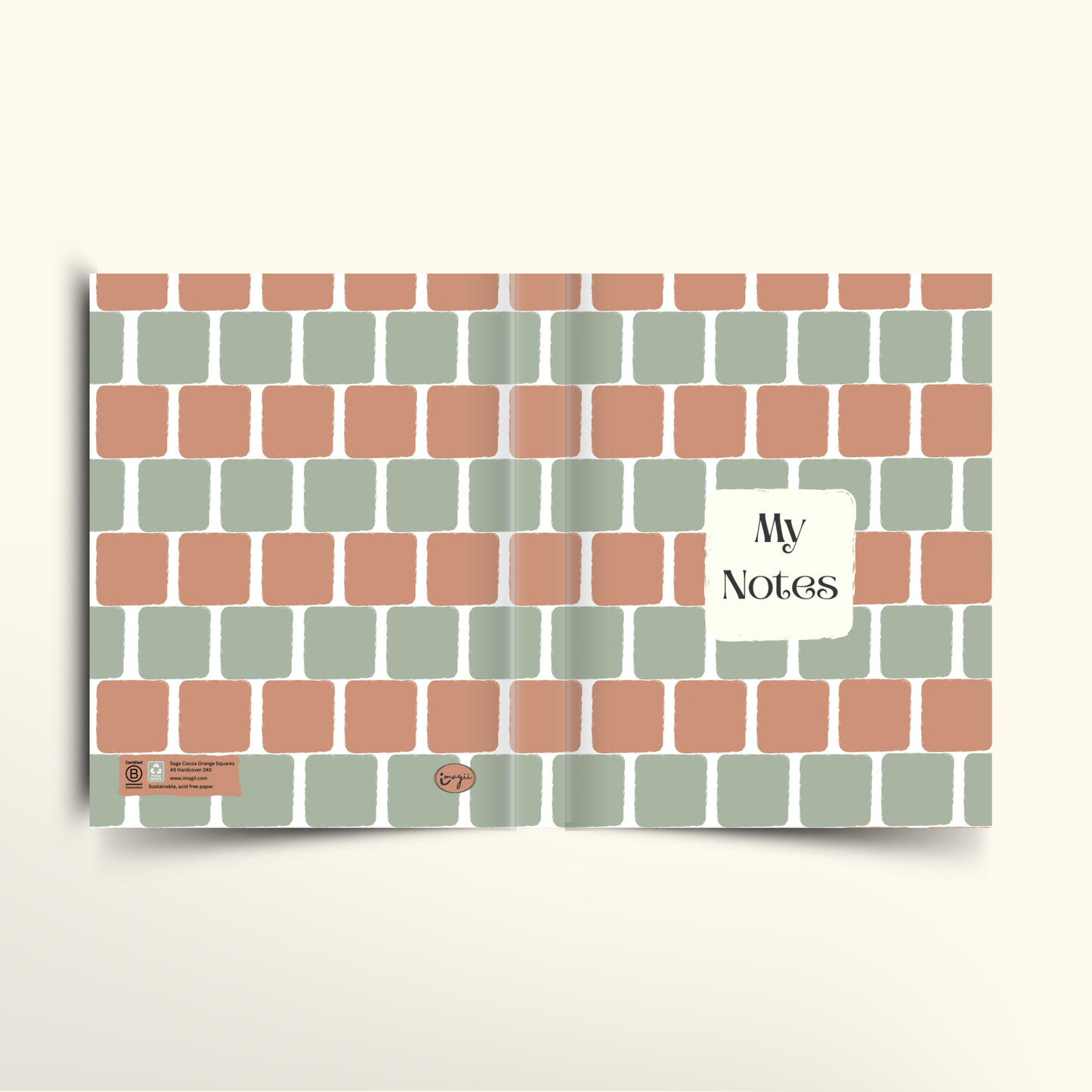 Notebook with a patterned cover and 'My Notes' label on a white background