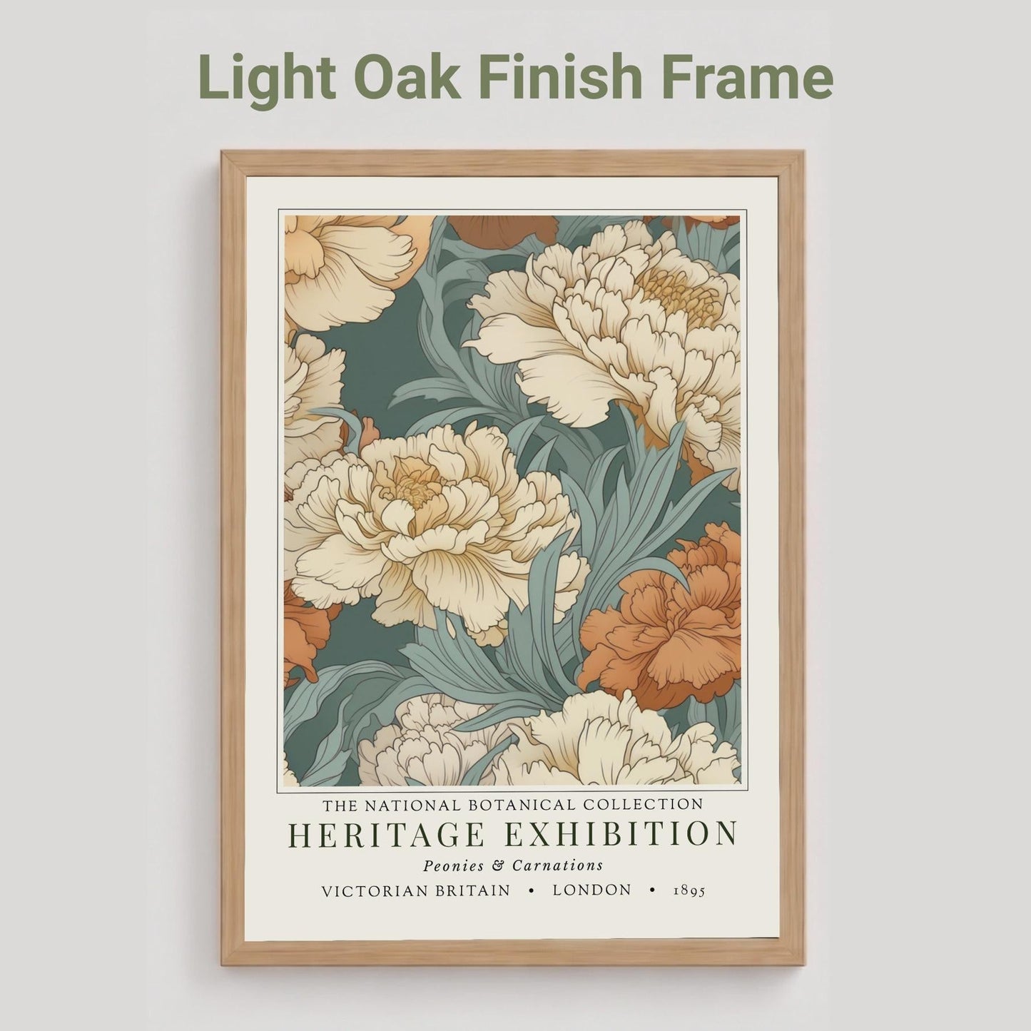 Vintage Botanical Exhibition Poster, Peonies & Carnations