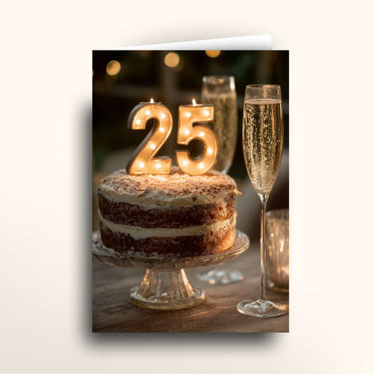 25th Champagne Cake - Card