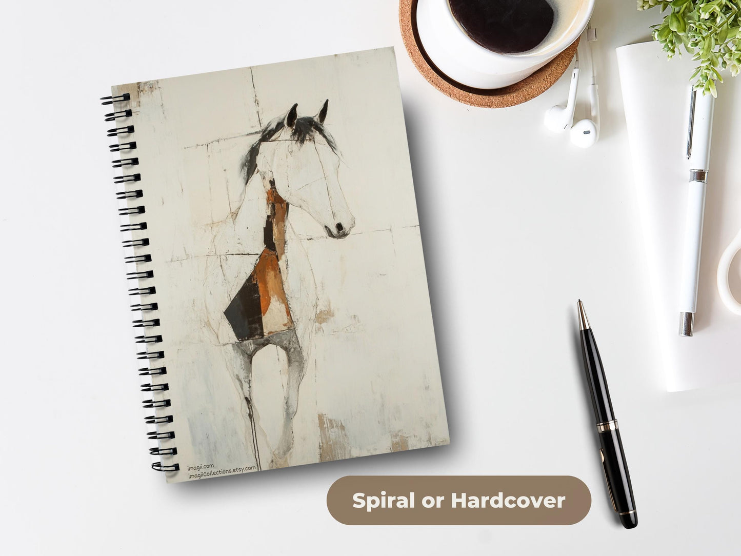 Minimalist Horse - Spiral Notebook