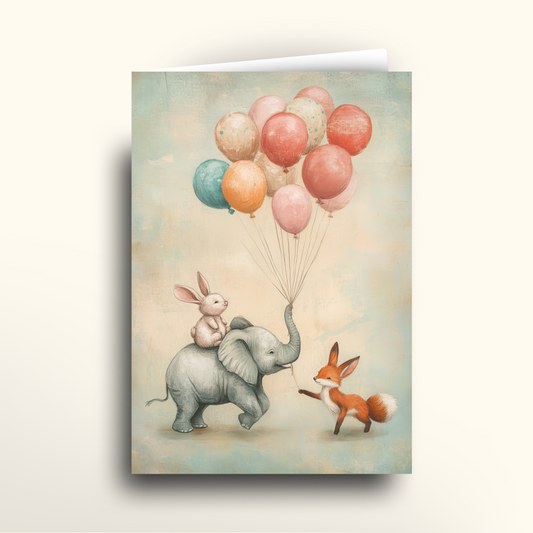 Animal Balloon Party - Card