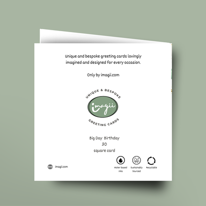 Greeting card with 'imagii' branding on a light green background