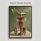 A framed art print featuring a vintage fashion illustration with the title 'VINTOIRE 1959 VOL. 92 NO.