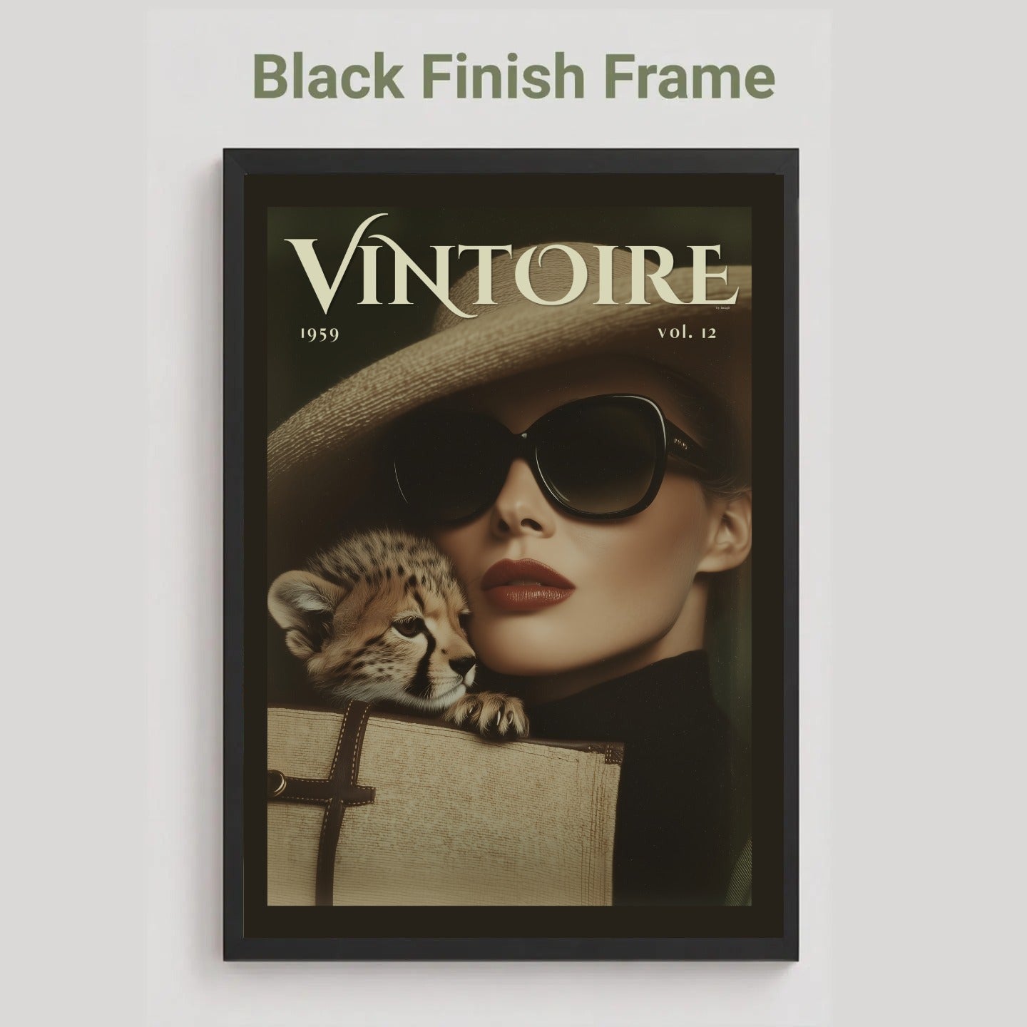 Vintage Cheetah Cub Fashion Editorial Poster