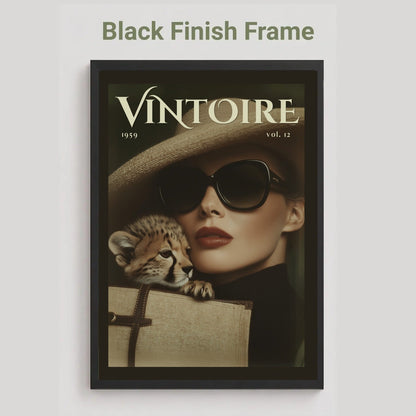 Vintage Cheetah Cub Fashion Editorial Poster