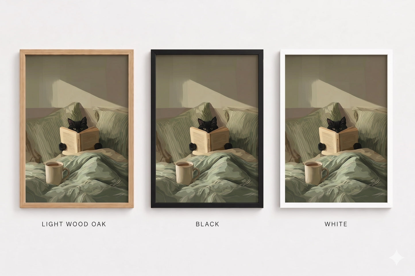Black Cat Reading in Bed