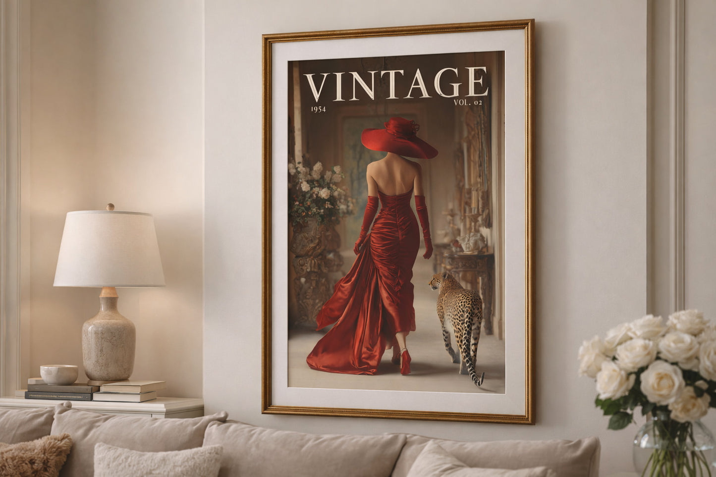 Vintage - Lady in Red Hallway