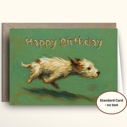 Dog Birthday Card, Funny Personalised Terrier Oil Painting Card