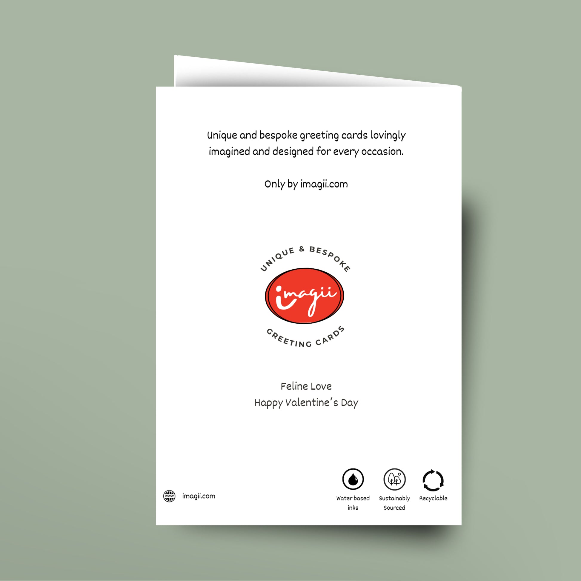 Greeting card with 'imagii' branding on a light green background