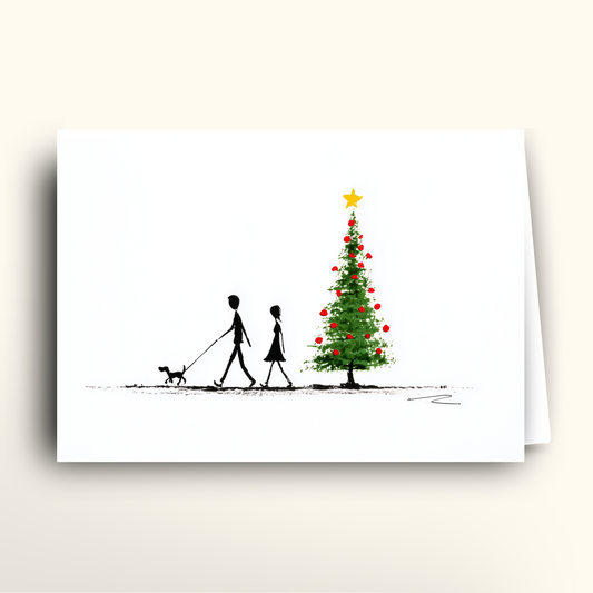 Festive Dog Walk - Card