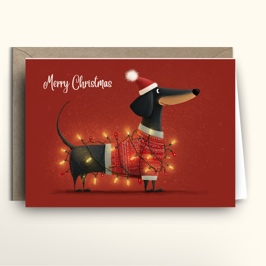 Festive Dachshund - Card