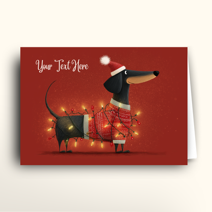 Festive Dachshund - Card
