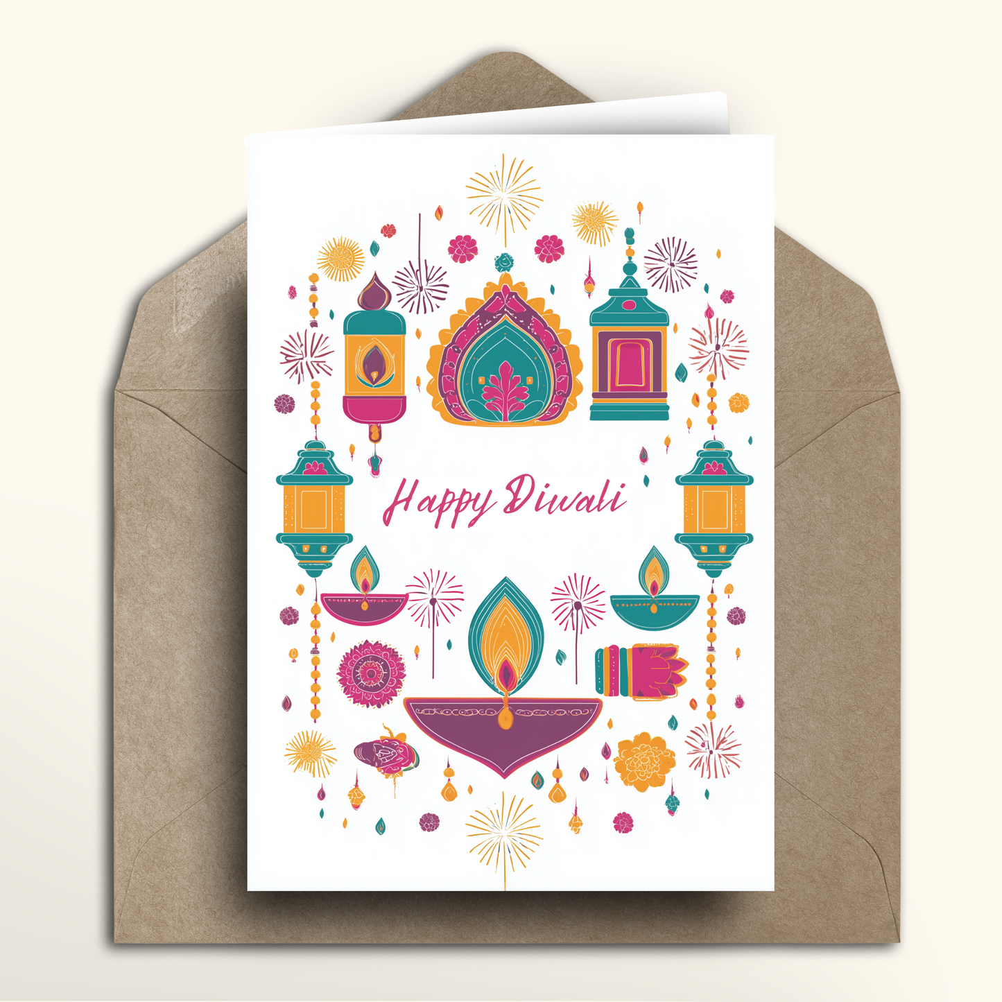 Happy Diwali Fireworks - Card