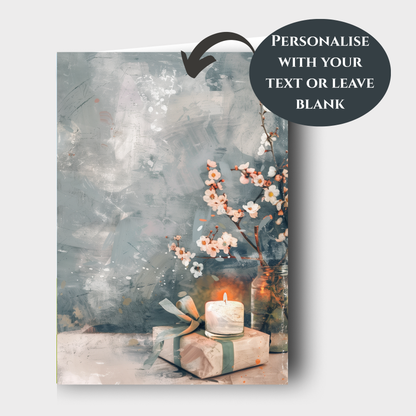 Happy Birthday Gift and Candle in Pastel Cards