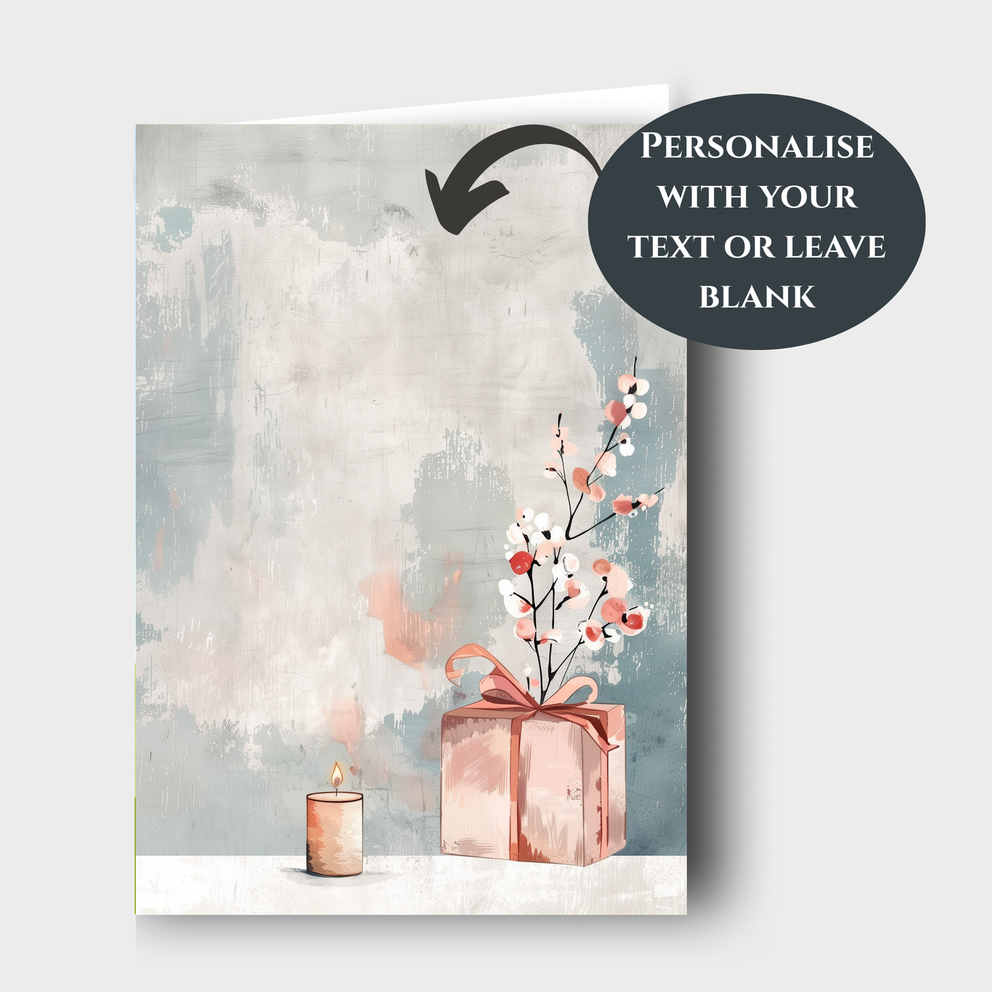 Happy Birthday Gift and Candle in Pastel Cards