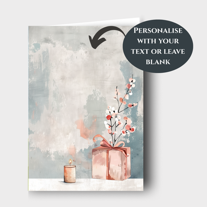Happy Birthday Gift and Candle in Pastel Cards