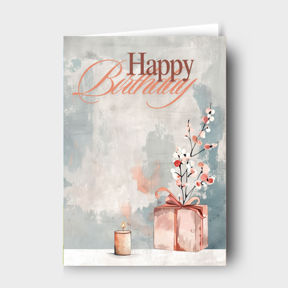Happy Birthday Gift and Candle in Pastel Cards