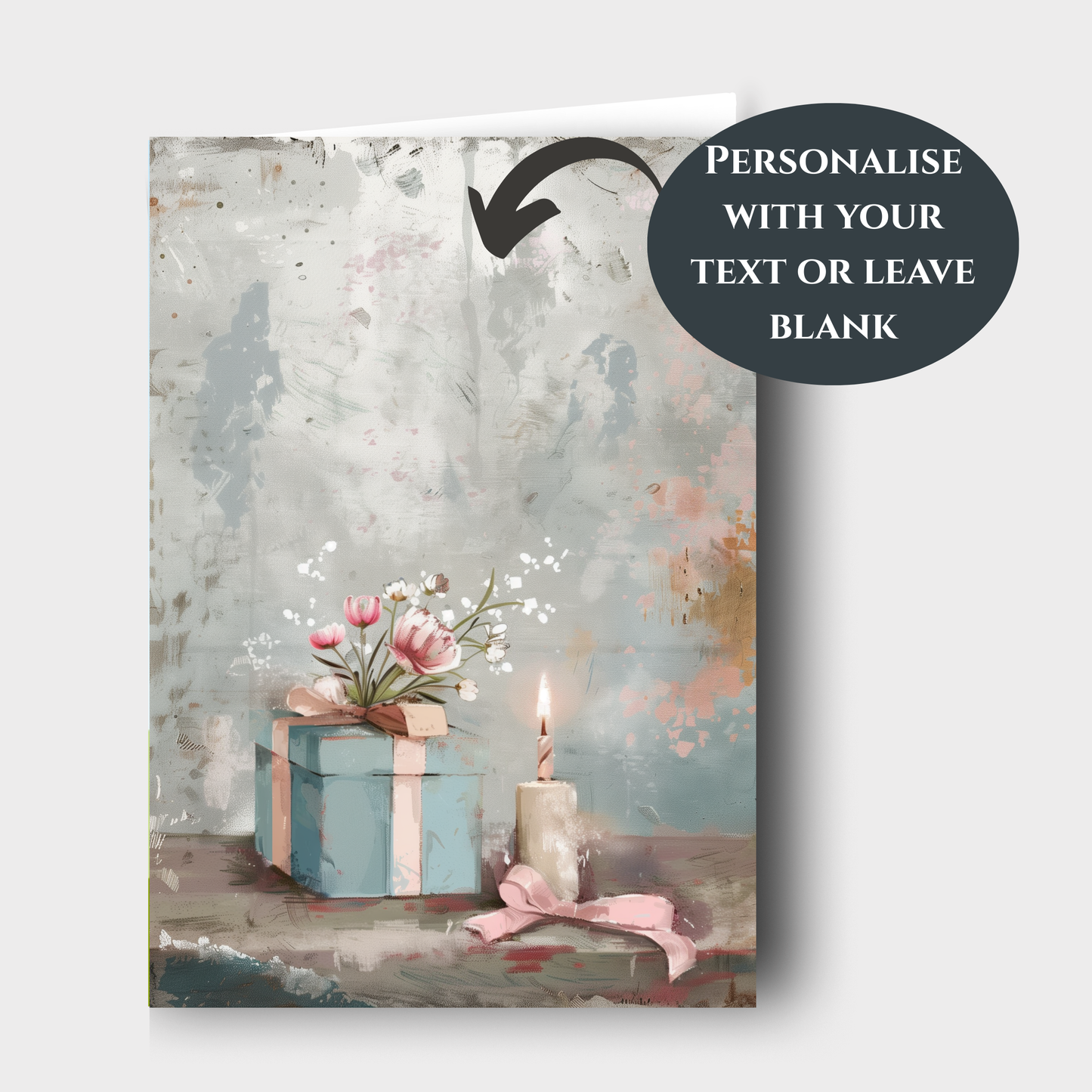 Happy Birthday Gift and Candle in Pastel Cards