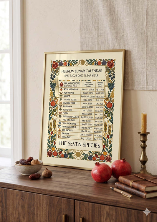 Hebrew Lunar Calendar 5787 — Jewish Holidays Print