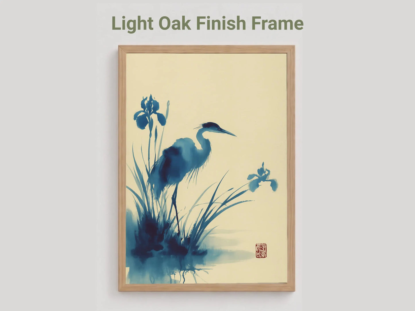 Heron & Iris — Japanese Ink Wash Print