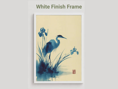 Heron & Iris — Japanese Ink Wash Print