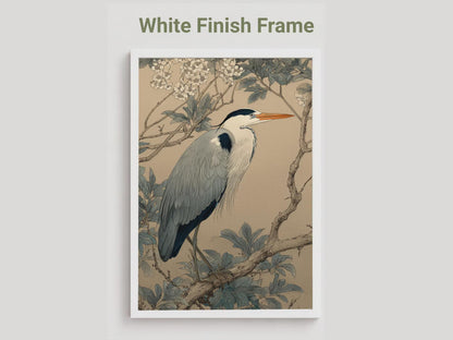 Japanese Heron Illustration | Japandi Bird Wall Art