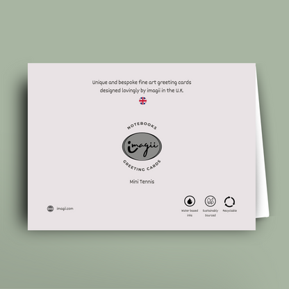 Greeting card packaging with 'imagii' branding on a light green background