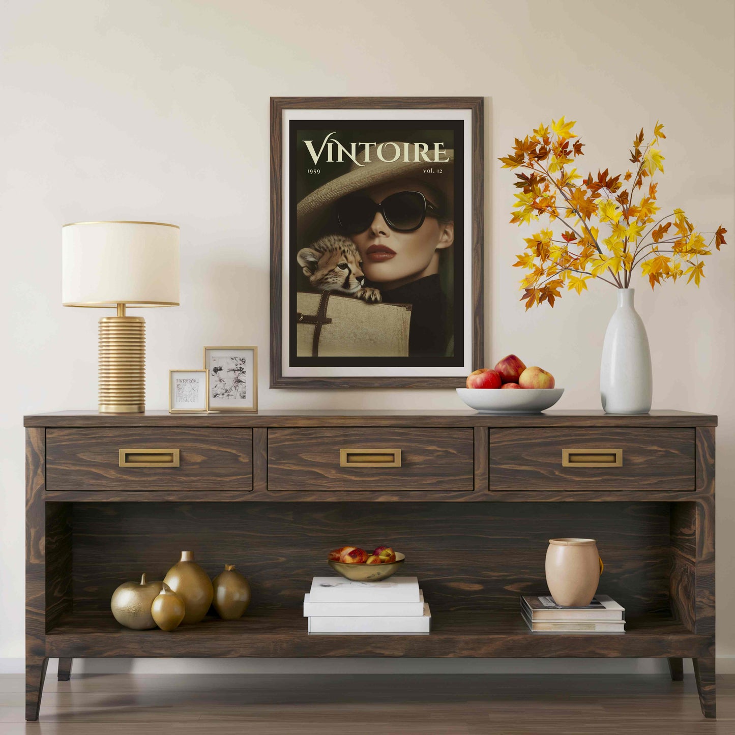 Vintage Cheetah Cub Fashion Editorial Poster