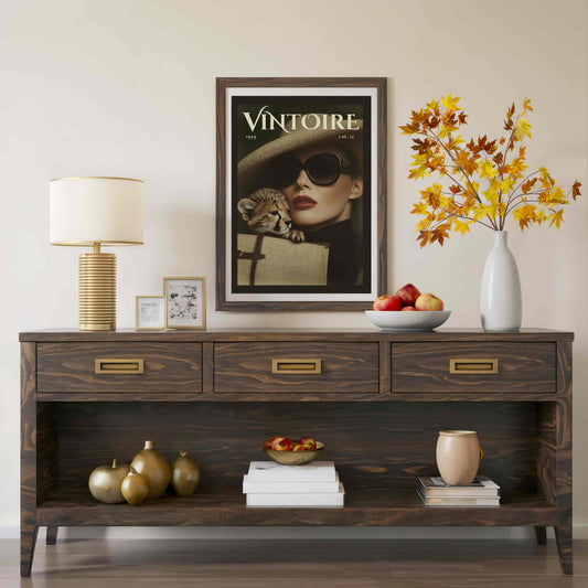 Vintage Cheetah Cub Fashion Editorial Poster
