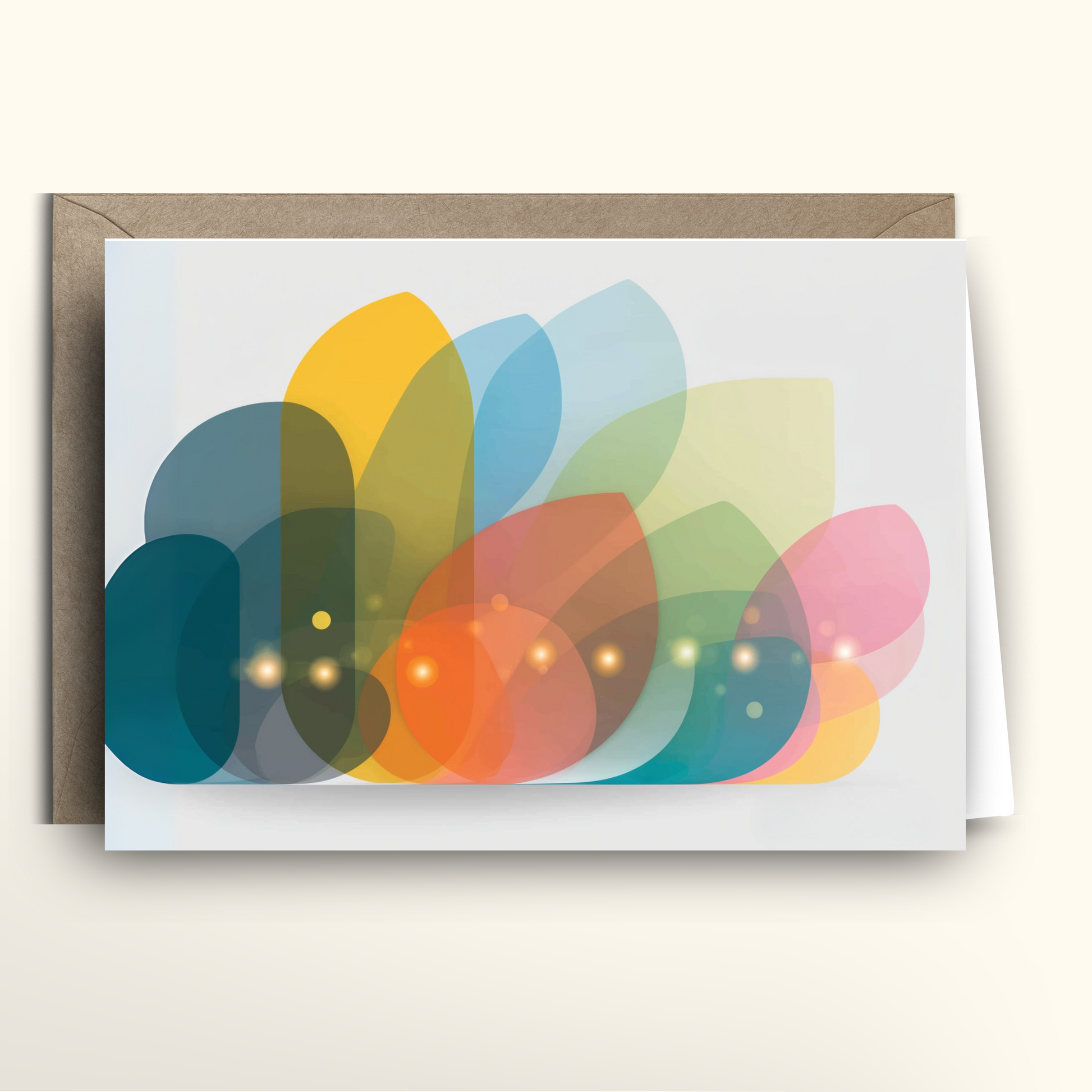 Greeting card with colorful abstract design on a white background in celebration of Diwali