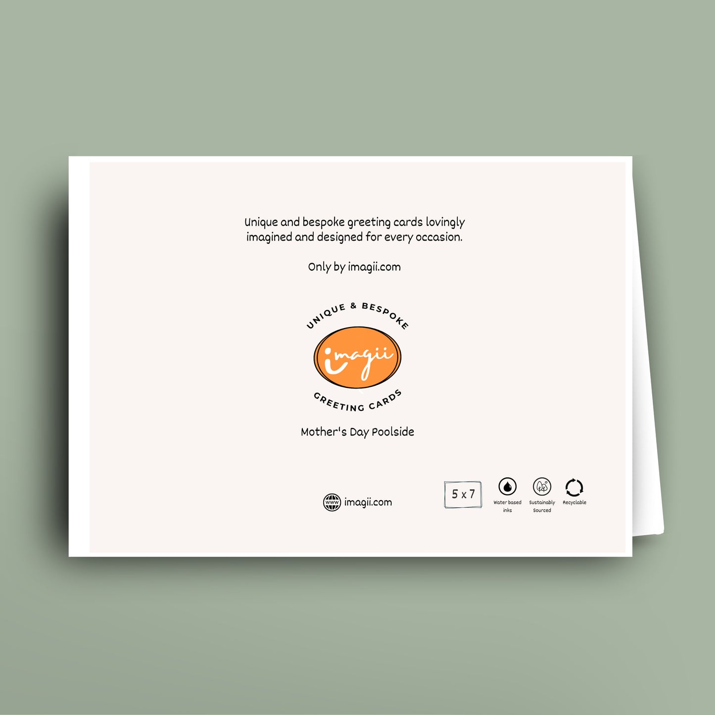 Funny Mother’s Day greeting card illustration of a stylish mum in sunglasses lounging on a beach chair holding a cocktail, with “Happy Mother’s Day” text.