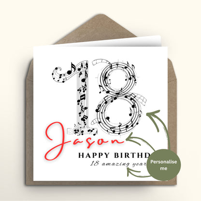 Musical Notes Milestone Birthday card