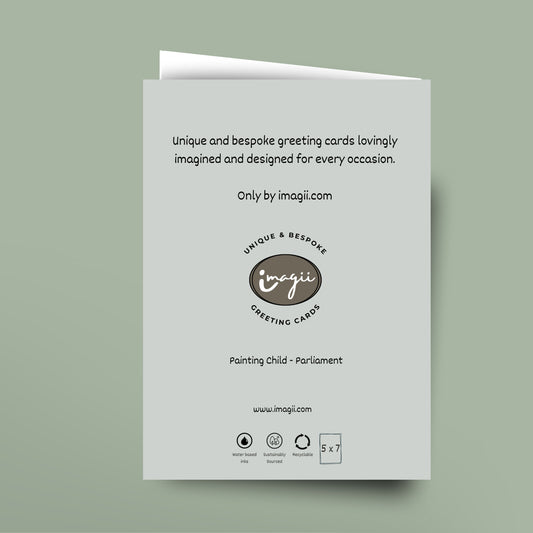 Greeting card with 'imagii' branding on a light green background