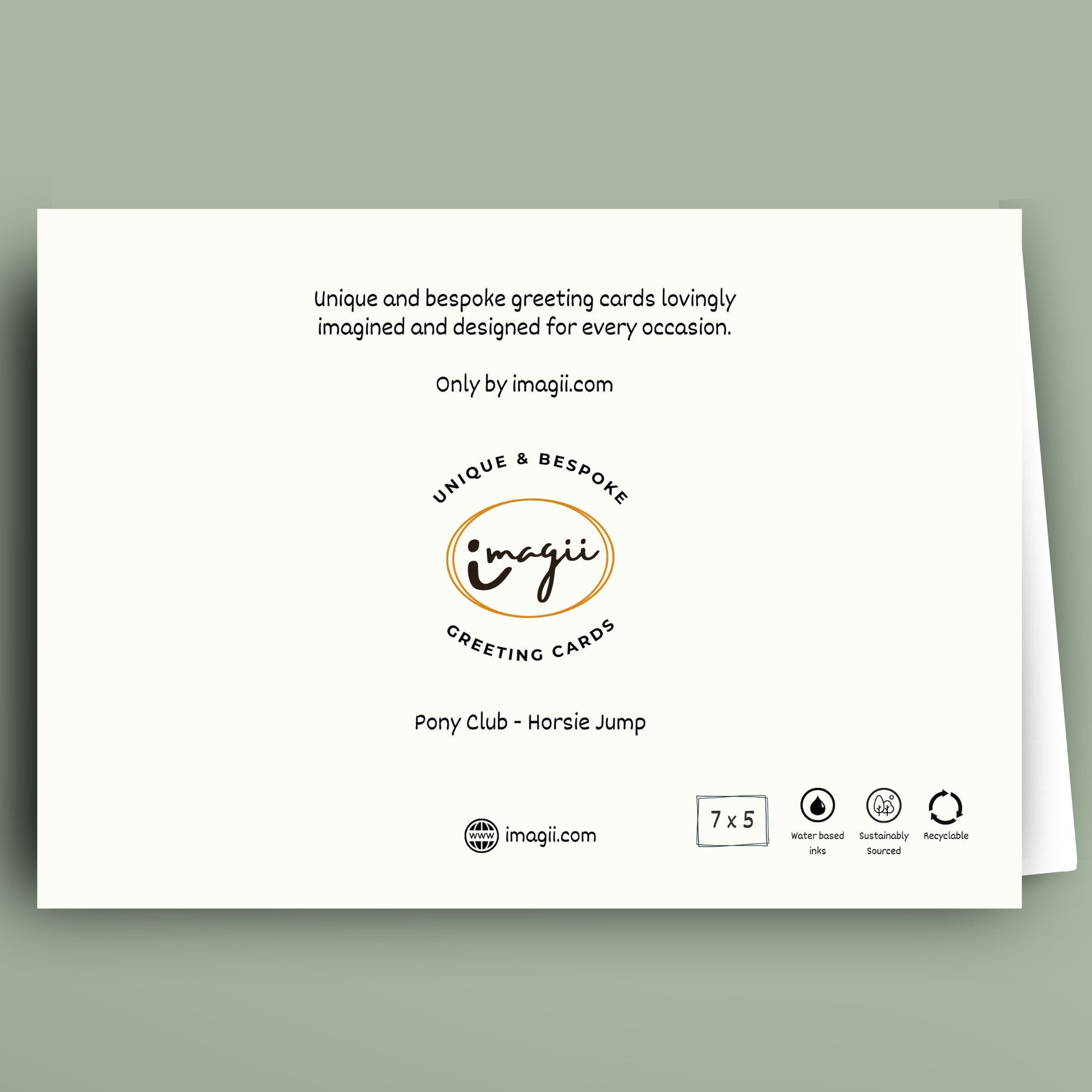 Greeting card with 'imagii' branding on a light green background