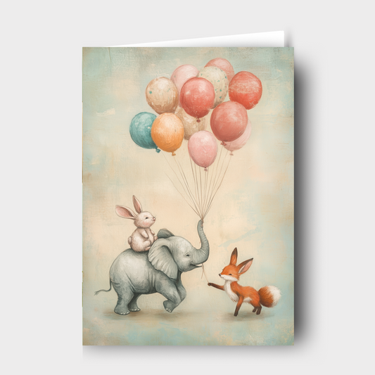 Animal Balloon Party Card