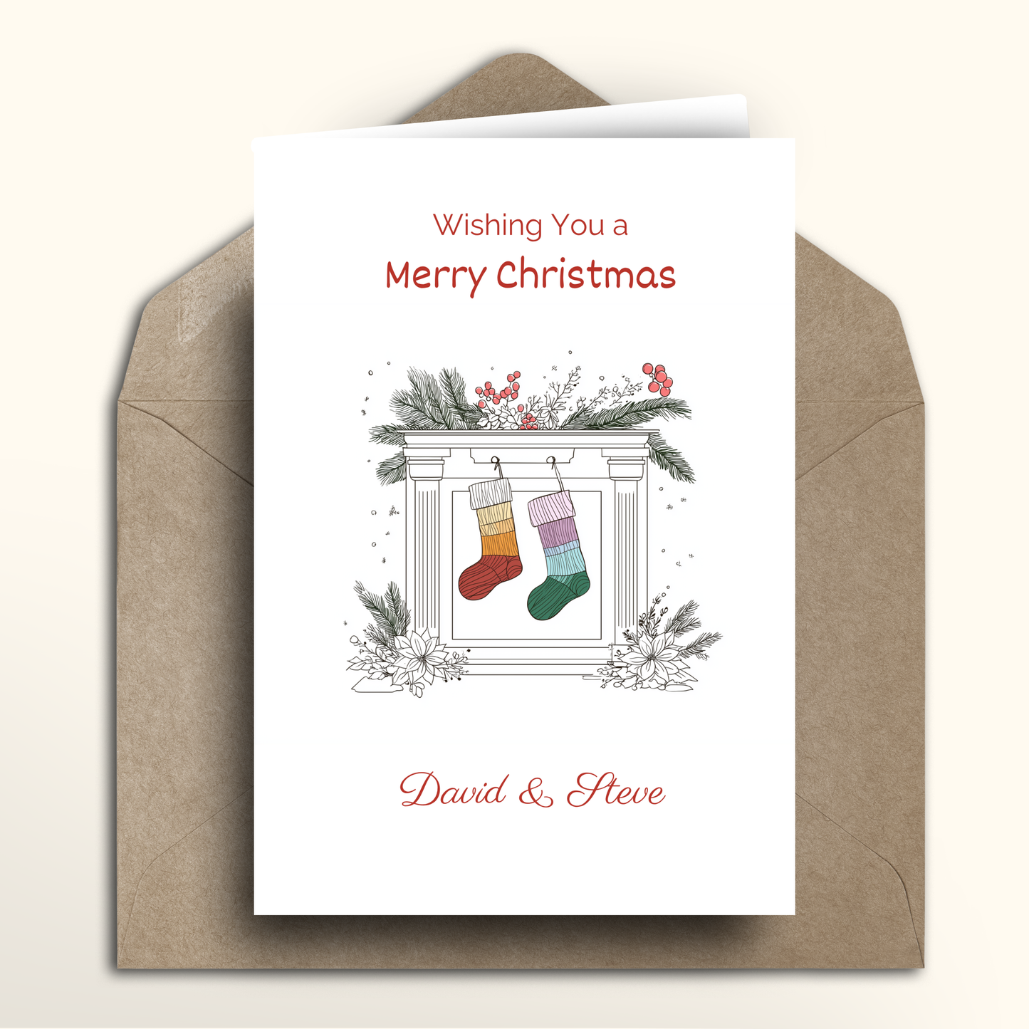 Rainbow Stockings - Card