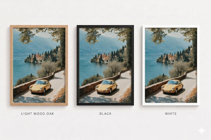 Retro Porsche Italy Lake Poster