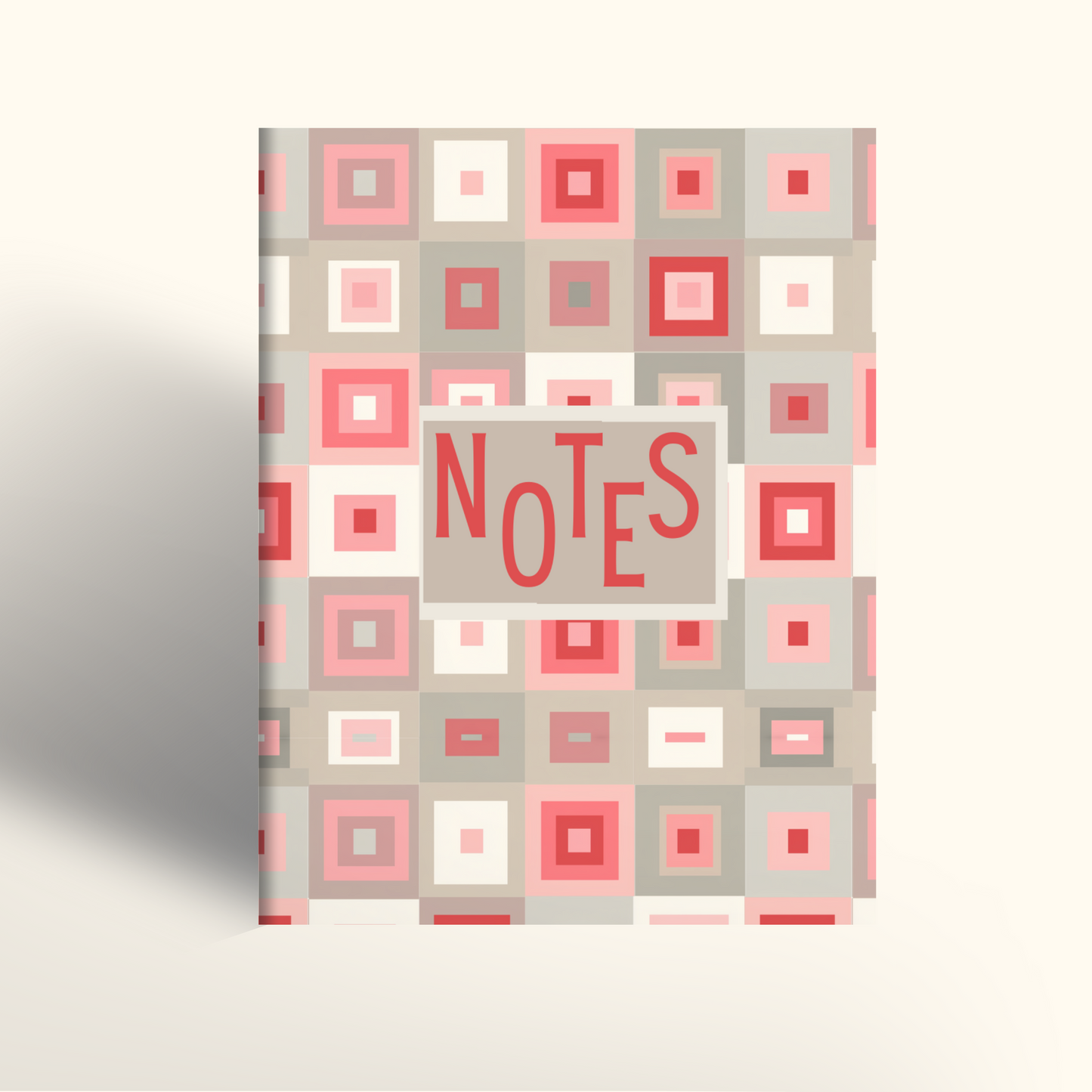 Notebook with geometric pattern and 'NOTES' text on a white background