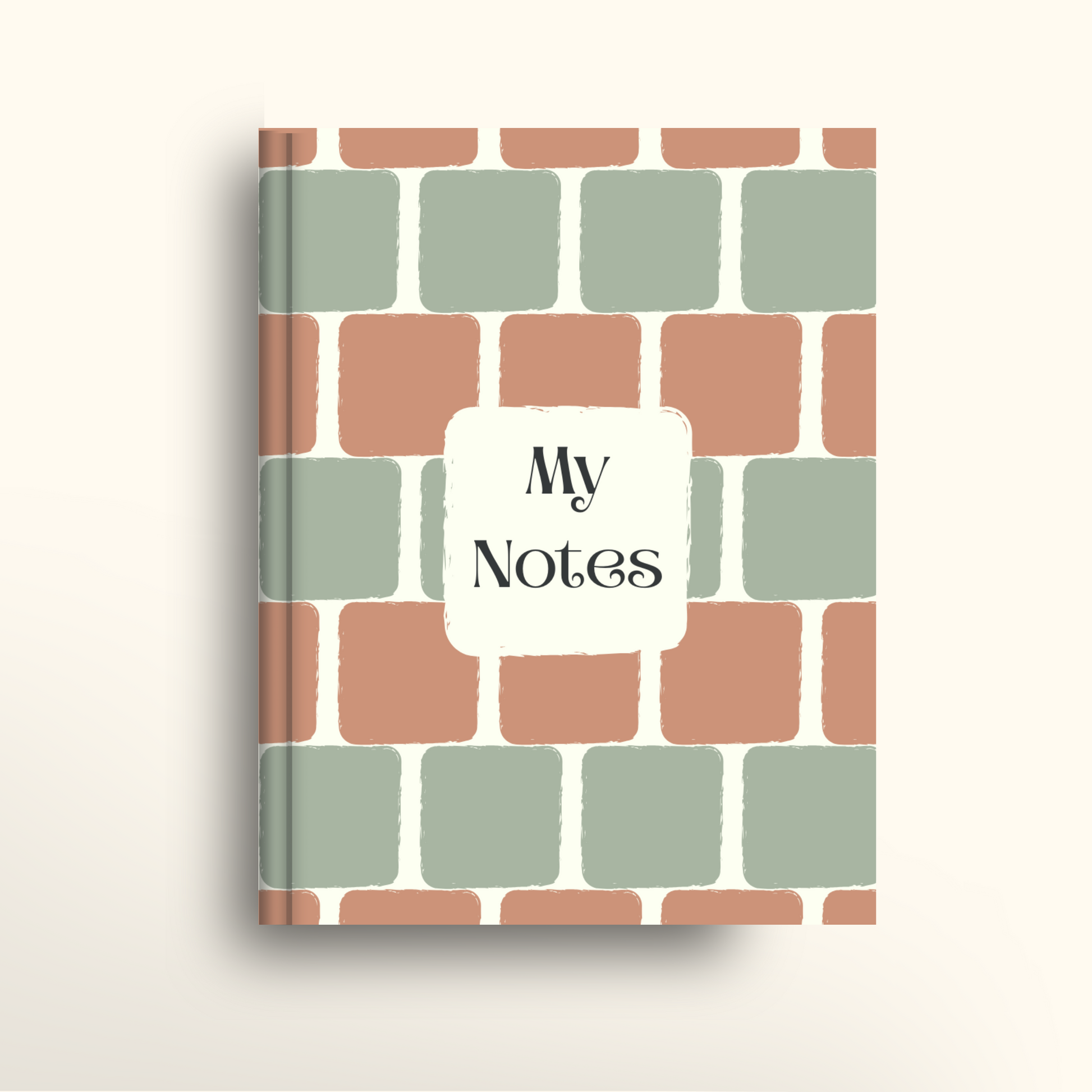 Notebook with a geometric pattern and 'My Notes' label on a light background