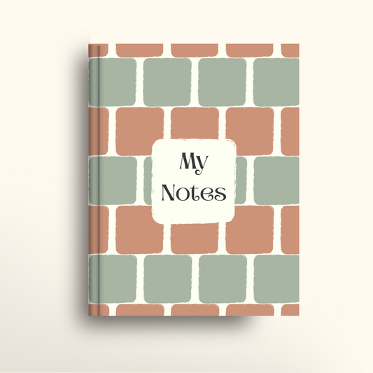 Notebook with a geometric pattern and 'My Notes' label on a light background