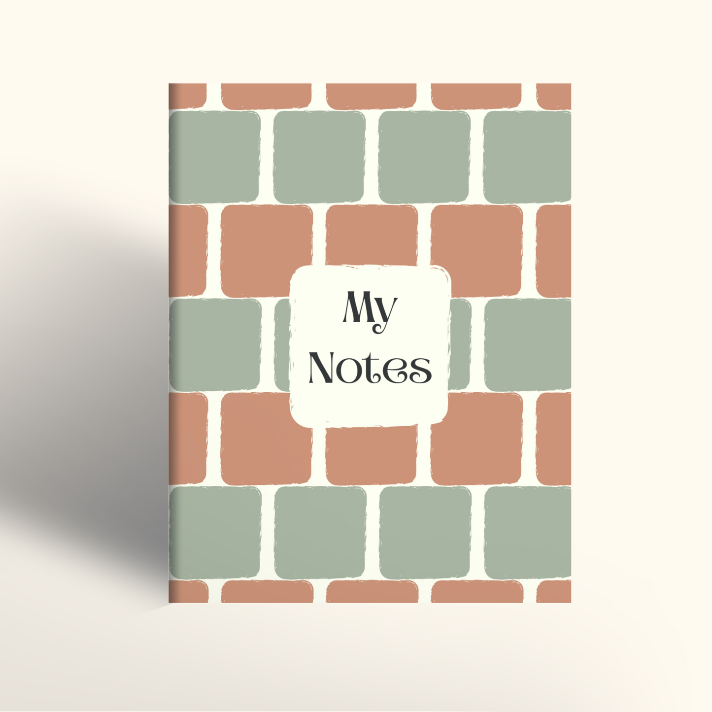 Notebook with a geometric pattern and 'My Notes' label on a light background