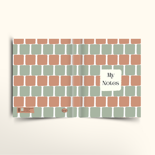 Notebook with a patterned cover and 'My Notes' label on a white background